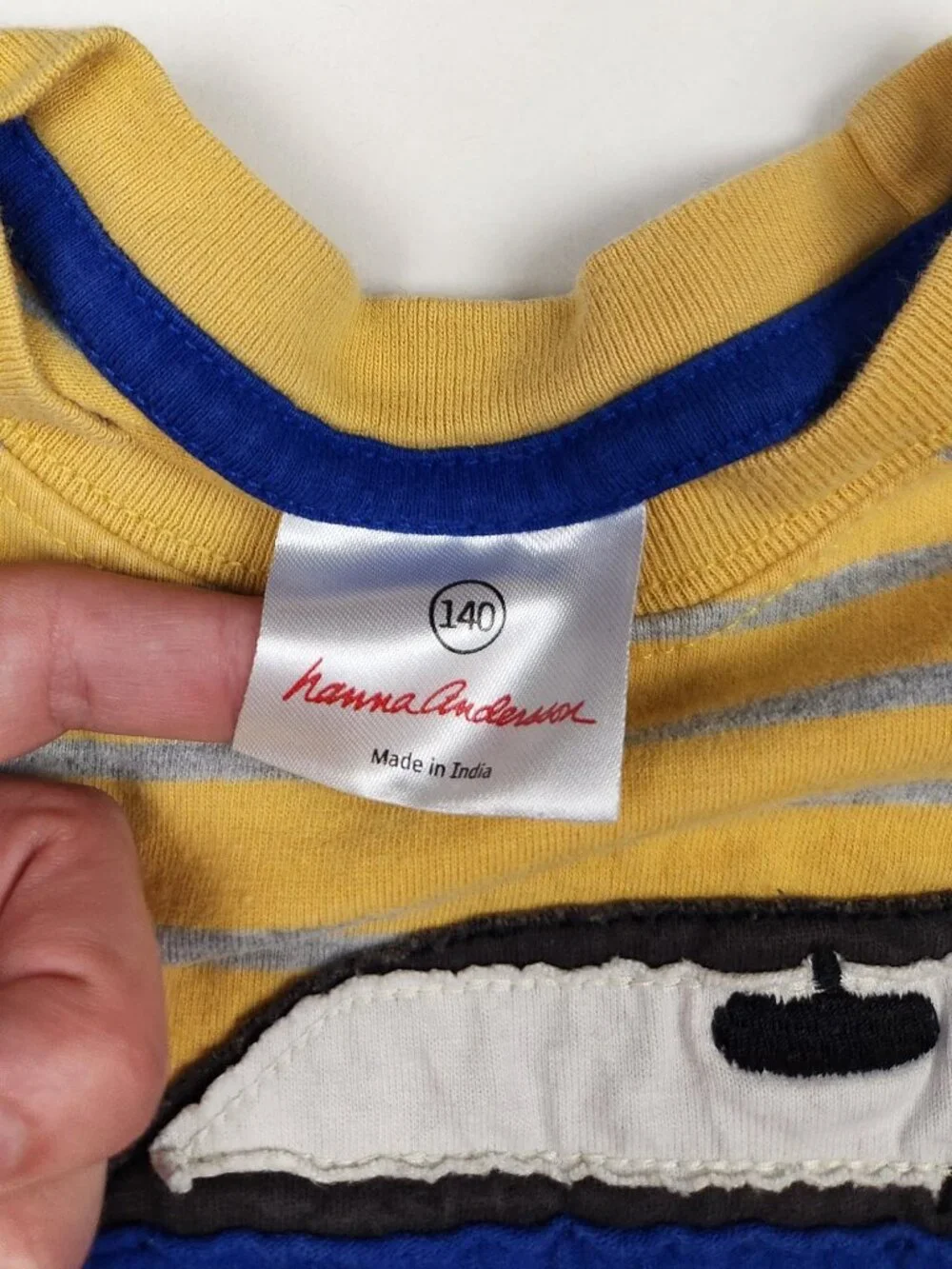 Hanna Andersson Car Applique Striped Long Sleeve Shirt sz 10 / 140 cm